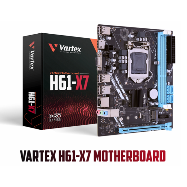 VARTEX H61-X7 Pro Series Motherboard with NVMe M.2 SSD Slot – LGA1155, Supports Intel i3/i5/i7 (2nd/3rd Gen Processors)
