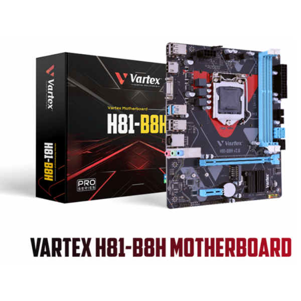 VARTEX H81-B8H Pro Series Motherboard with NVMe M.2 SSD Slot – LGA1155, Supports Intel i3/i5/i7 (4th/5th Gen Processors)