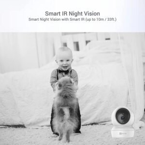 EZVIZ H6C Wi-Fi Indoor Home Smart Security | 2 Way Talk 2MP HD l 360° Pan/Tilt | Night Vision | Motion Detection | BuiltIn MicroSD Card Upto 256GB | Works with Alexa & Google.