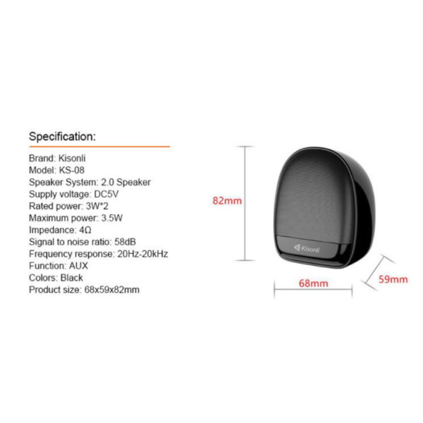 Kisonli KS-08 USB Speaker for Computer