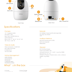 IMOU Ranger 2 Pro 3MP Full Color Night Vision Dual Band Wi-Fi 6 One Touch Calling Wi-Fi Camera