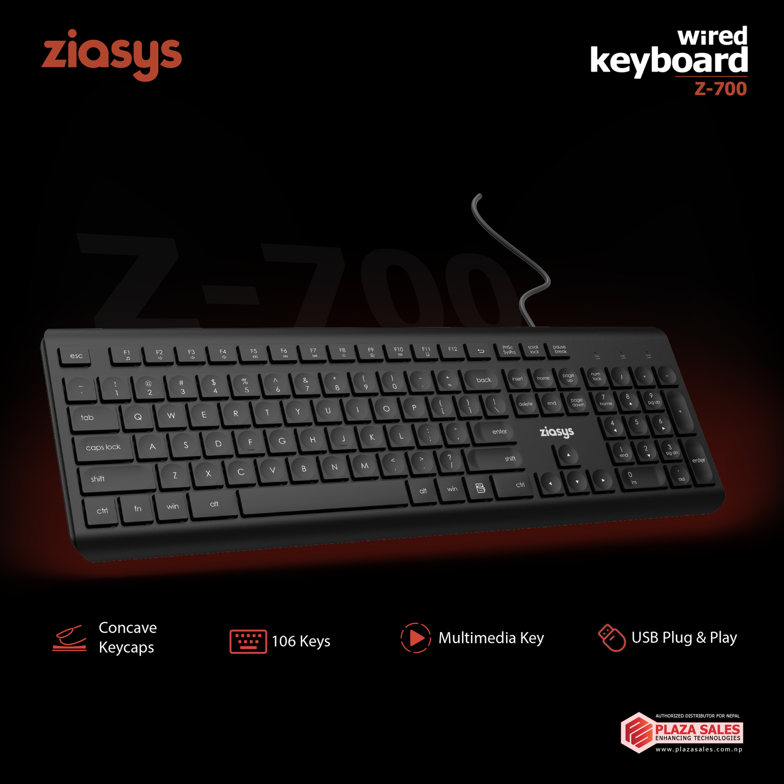 ZIASYS Wired Keyboard (Z-700)