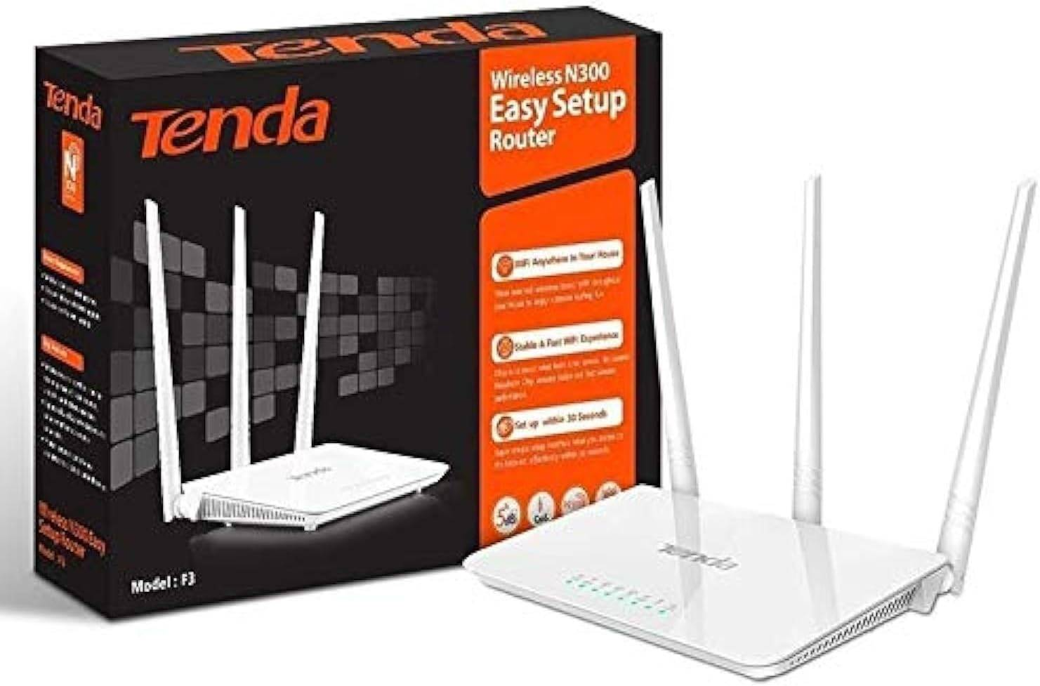 Tenda F3 300Mbps Wireless Router with 3 External Antennas