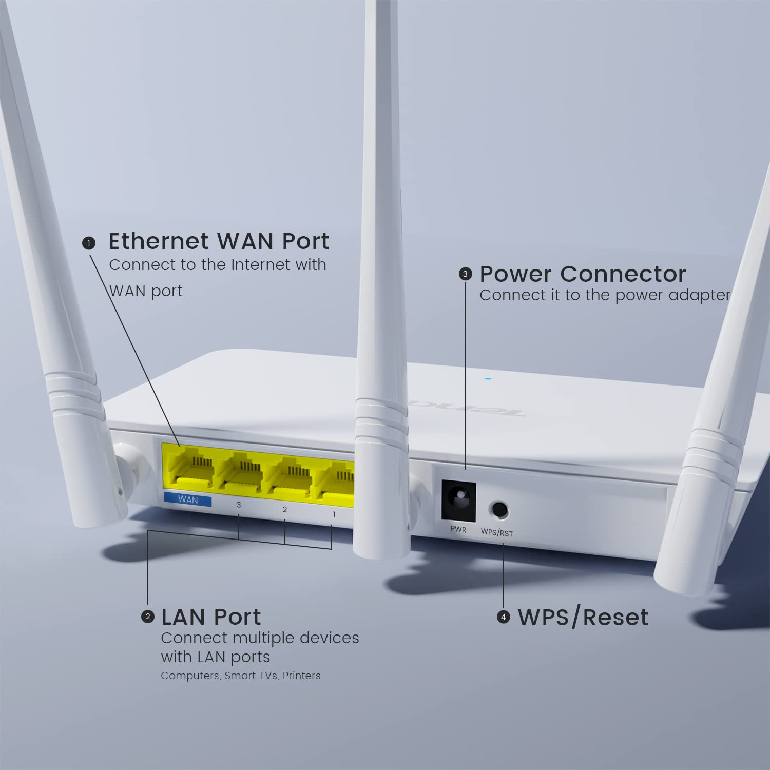Tenda F3 300Mbps Wireless Router with 3 External Antennas